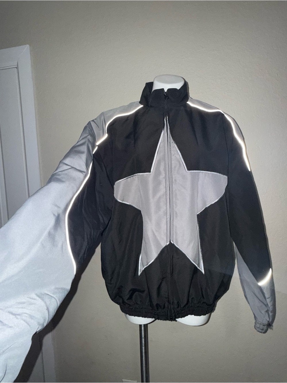 Aelfric Eden Black Windbreaker with Gray Star Reflective Trim
